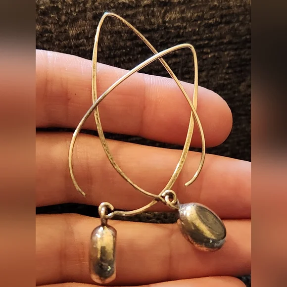 Silpada Wire Drop Earrings Sterling Silver Rhodium Plated - Picture 5 of 7